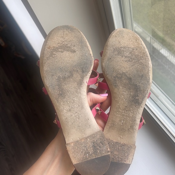 Valentino rockstud sandals slide flat calfskin blossomgold studs - Picture 10 of 10